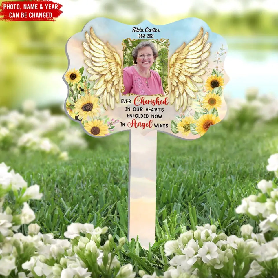 Ever Cherished In Our Hearts - Personalized Plaque Stake, Memorial Plaque Stake For Loss Of Loved Ones