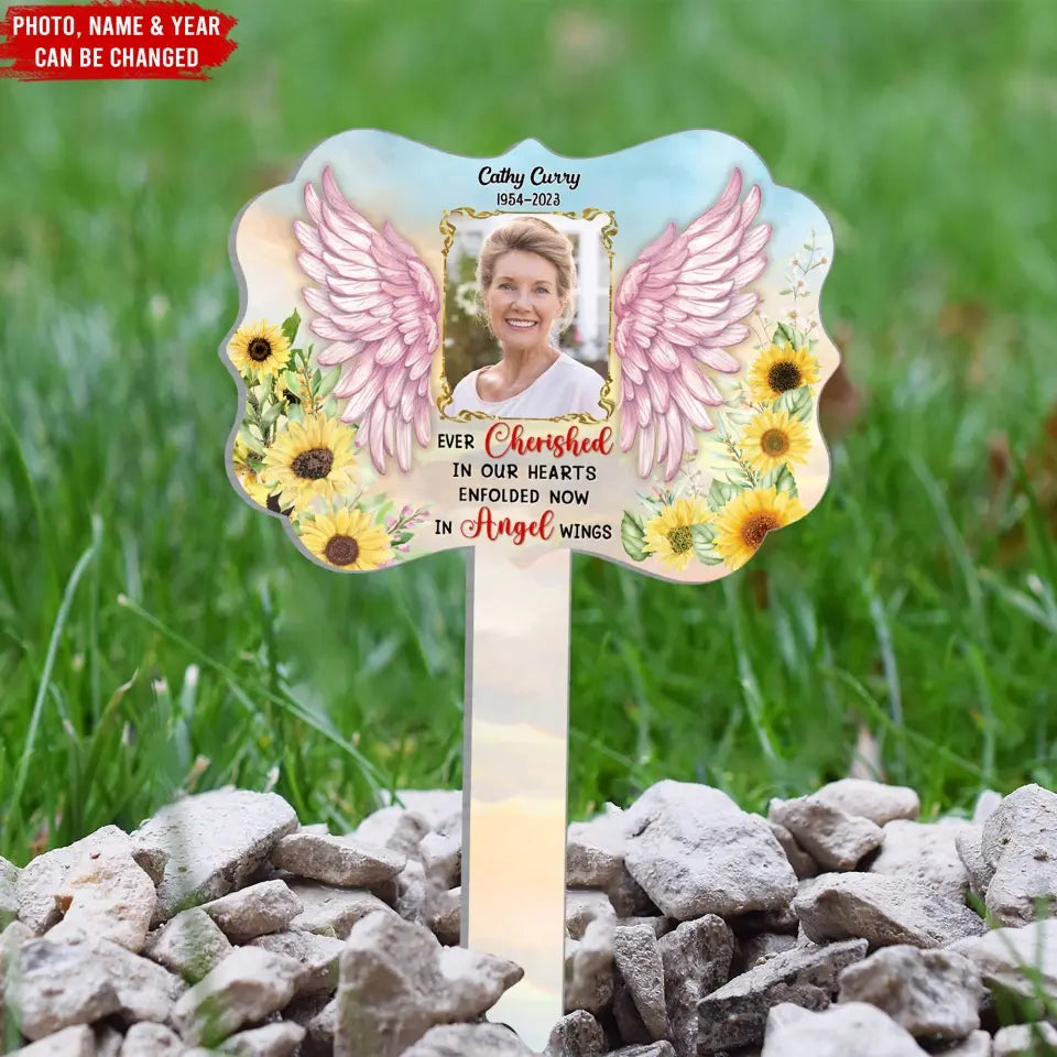 Ever Cherished In Our Hearts - Personalized Plaque Stake, Memorial Plaque Stake For Loss Of Loved Ones