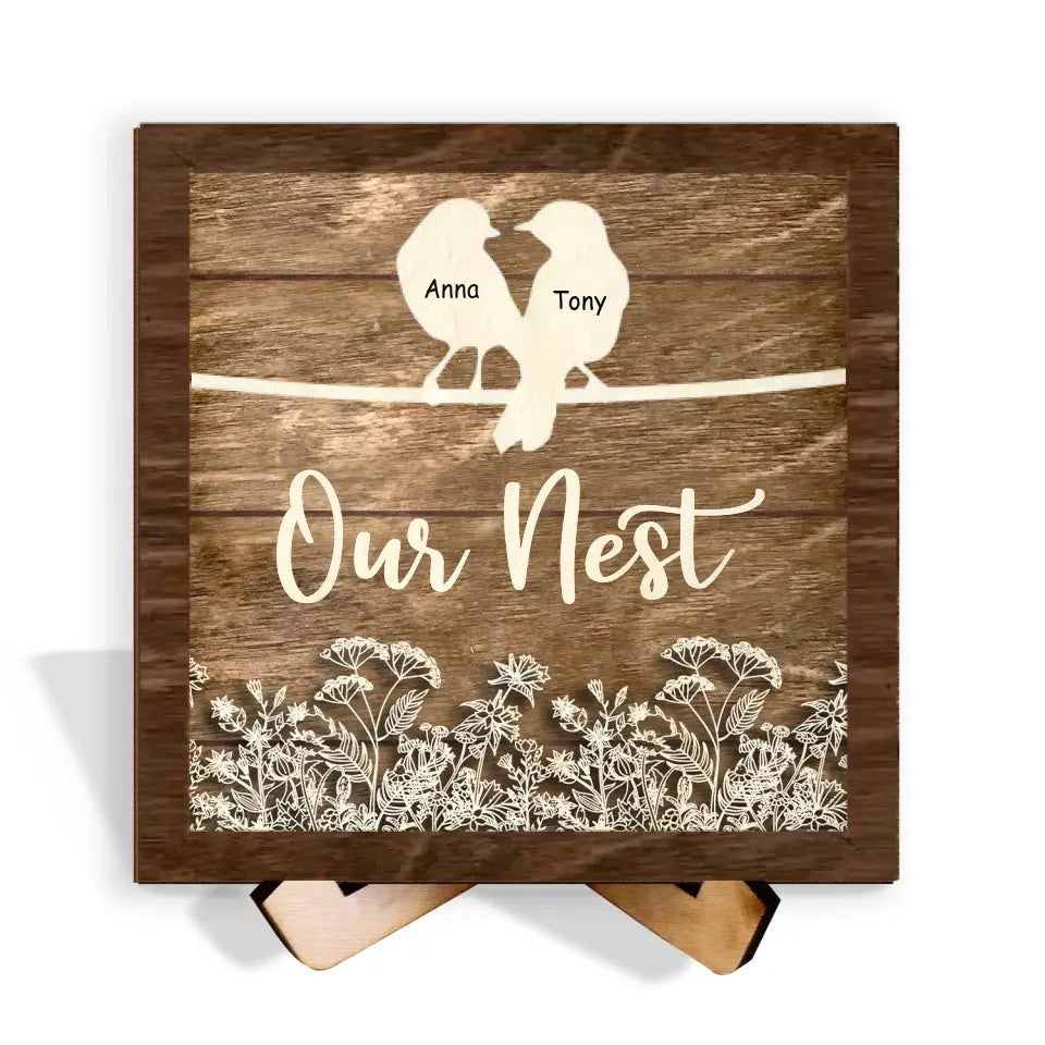 Our Nest Family Bird - Personalized Sign With Stand, Gift For Family