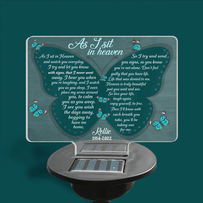 As I Sit In Heaven And Watch You Everyday - Personalized Solar Light