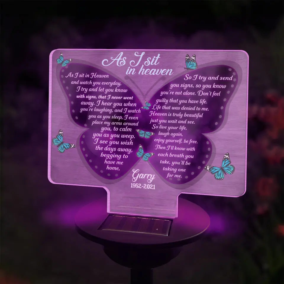 As I Sit In Heaven And Watch You Everyday - Personalized Solar Light