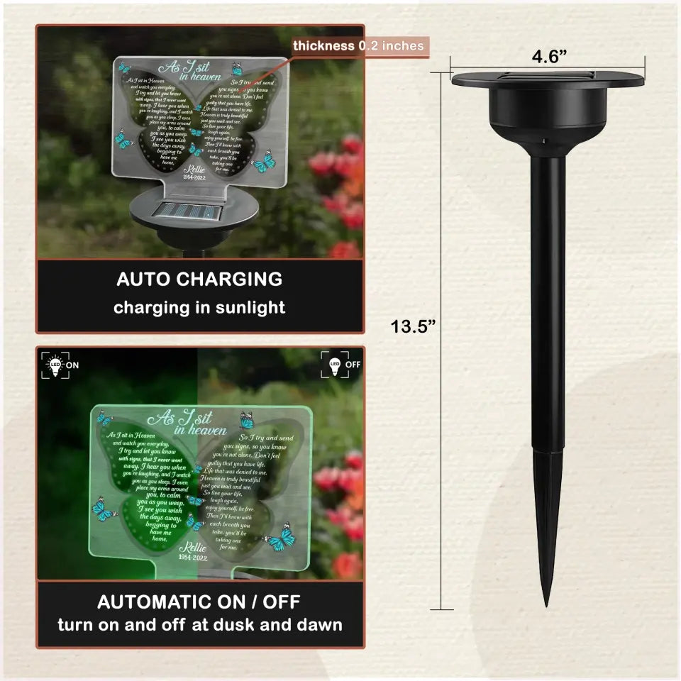As I Sit In Heaven And Watch You Everyday - Personalized Solar Light
