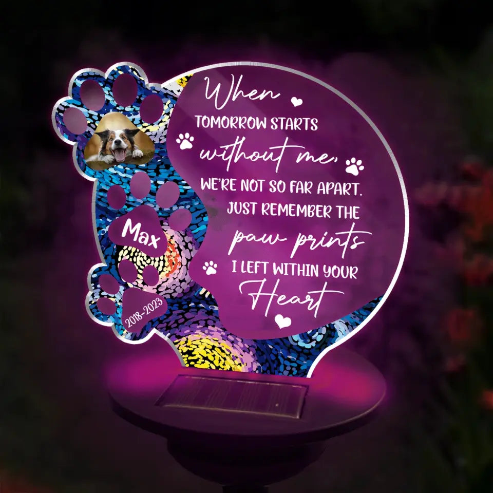 The Paw Prints I Left Within Your Heart - Personalized Solar Light, Sympathy Gift For Dog Lovers