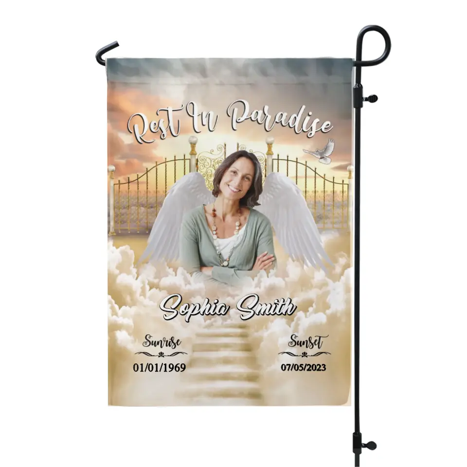 Rest In Paradise - Personalized Garden Flag, Memorial Gift