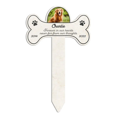 Forever In Our Hearts Never Far From Our Thoughts - Personalized Plaque Stake, Pet Loss Gift