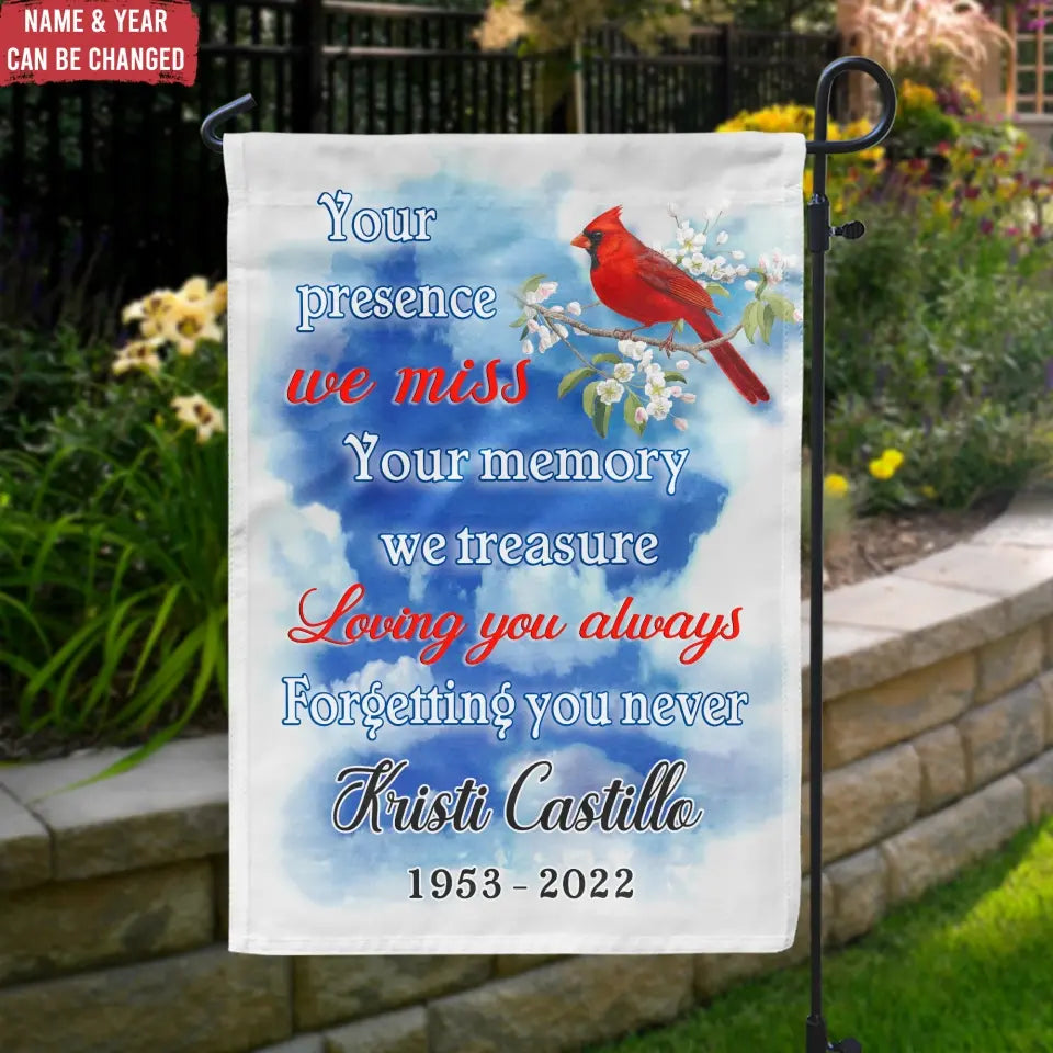 Your Presence We Miss - Personalized Garden Flag, Memorial Gift