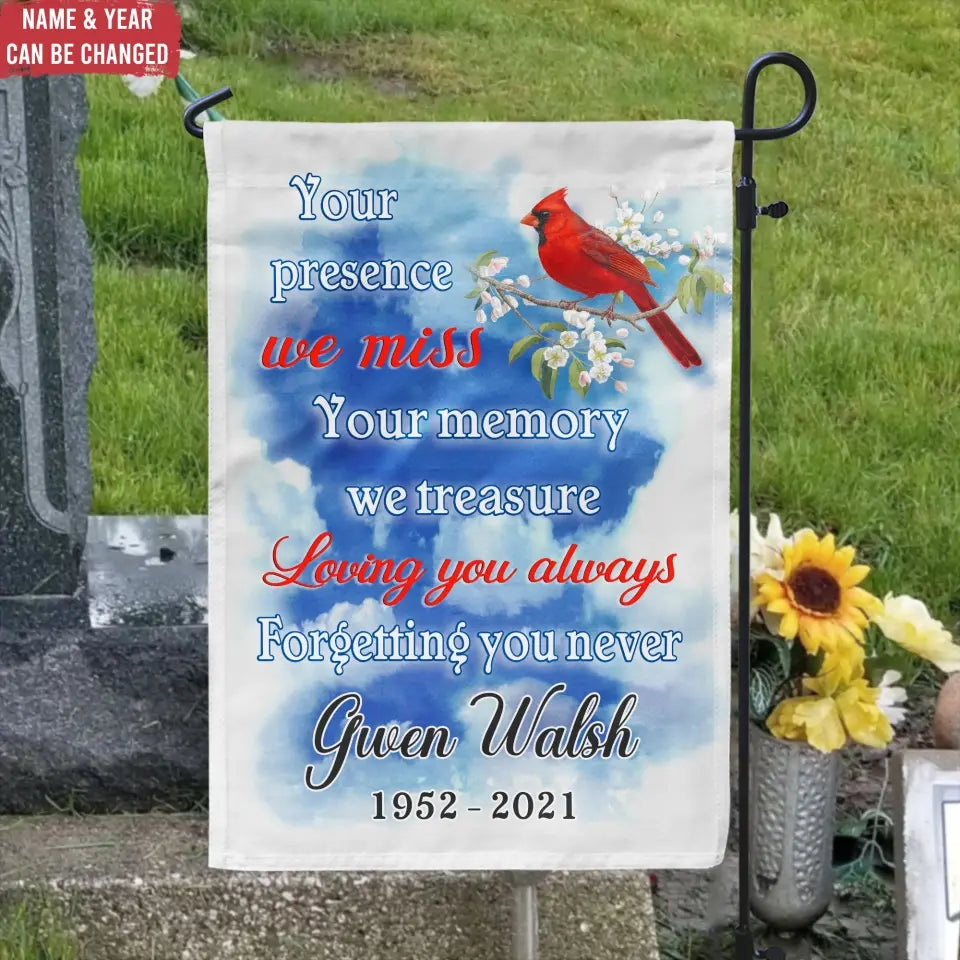 Your Presence We Miss - Personalized Garden Flag, Memorial Gift