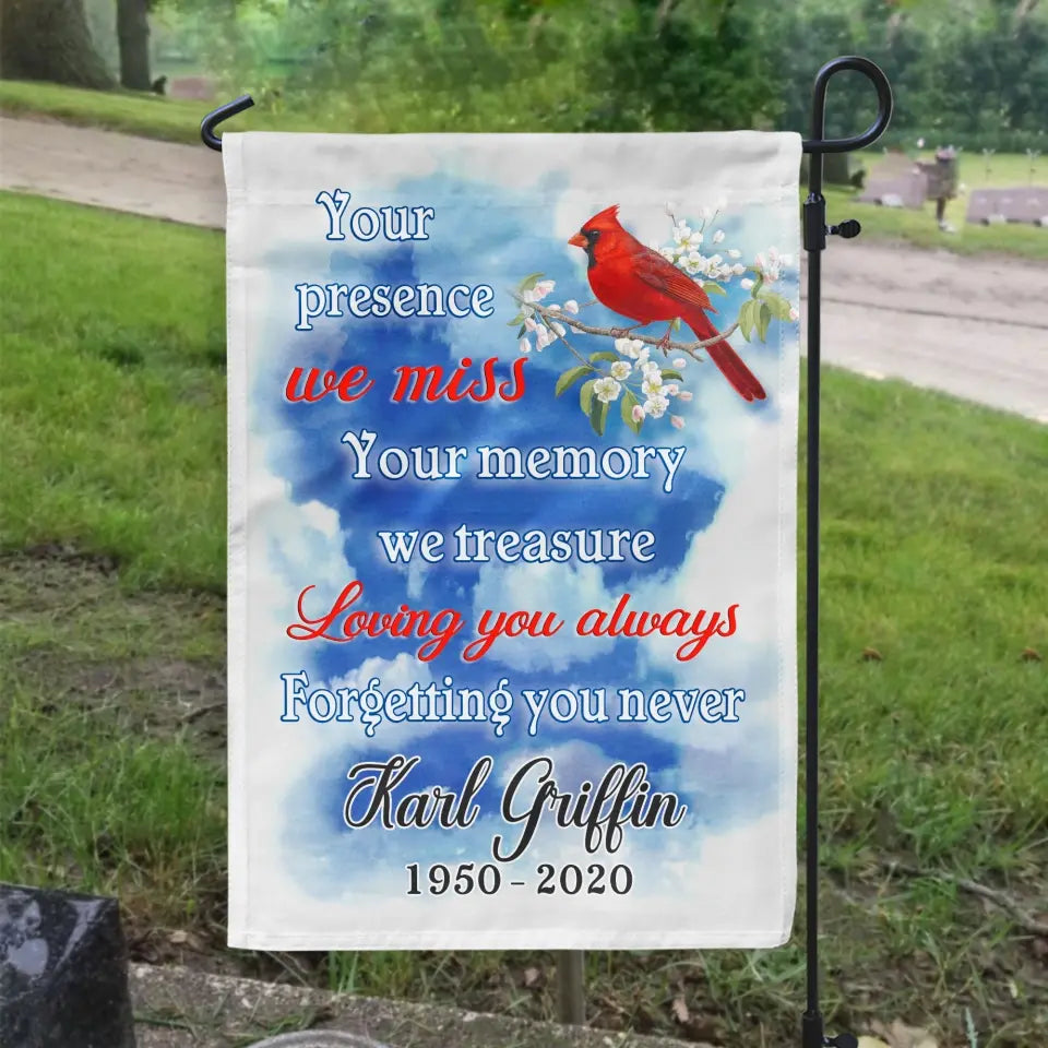 Your Presence We Miss - Personalized Garden Flag, Memorial Gift