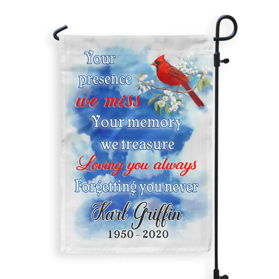 Your Presence We Miss - Personalized Garden Flag, Memorial Gift