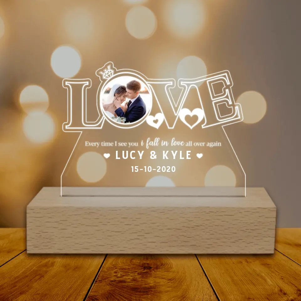 Every Time I See You I Fall In Love All Over Again Personalized Acrylic Night Light - One Side Print