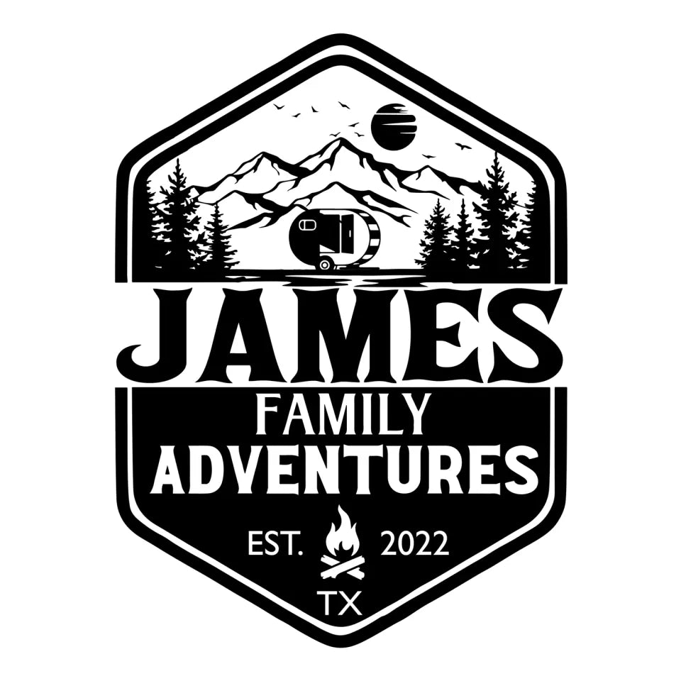 Family Adventures Camper - Personalized  Decal, Gift For Camping Lover