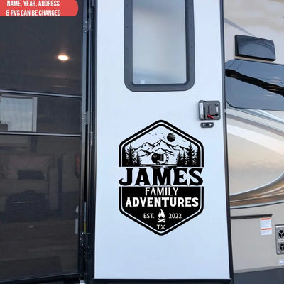 Family Adventures Camper - Personalized  Decal, Gift For Camping Lover