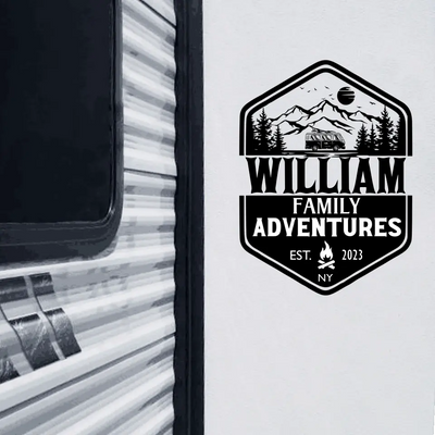 Family Adventures Camper - Personalized  Decal, Gift For Camping Lover
