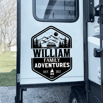 Family Adventures Camper - Personalized  Decal, Gift For Camping Lover