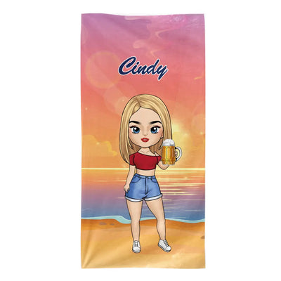 Custom Girl Beach Towel Name -  Personalized Beach Towel, Gift For Beach Lover