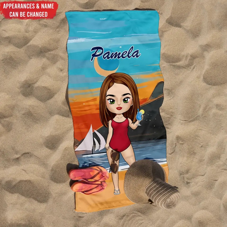 Custom Girl Beach Towel Name -  Personalized Beach Towel, Gift For Beach Lover