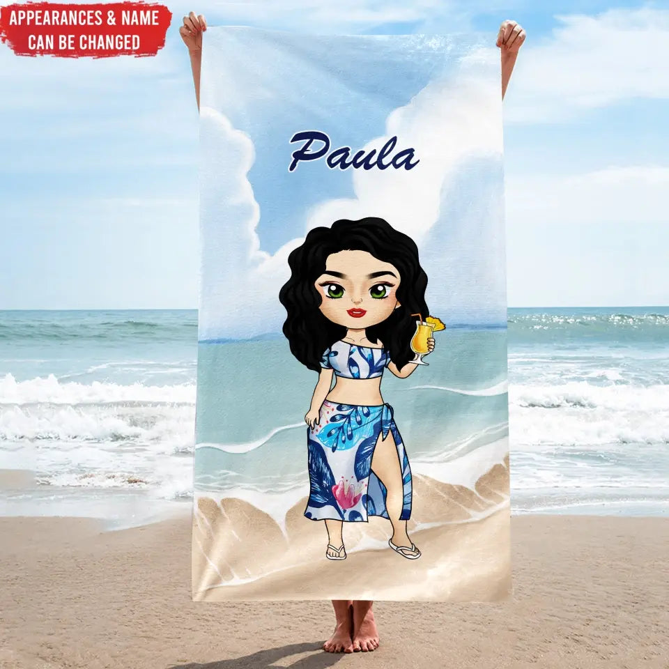 Custom Girl Beach Towel Name -  Personalized Beach Towel, Gift For Beach Lover