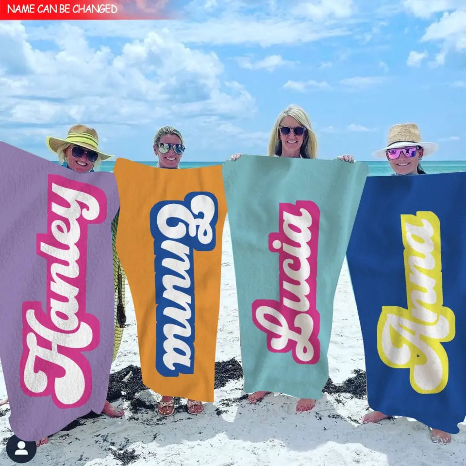 Retro Style Beach Towel - Personalized Beach Towel Custom Name, Summer Gift