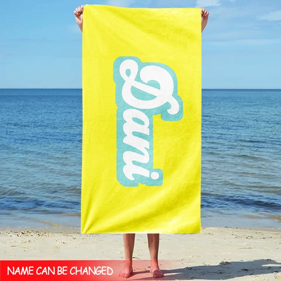 Retro Style Beach Towel - Personalized Beach Towel Custom Name, Summer Gift