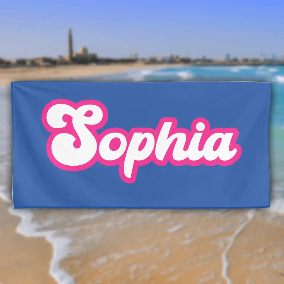 Retro Style Beach Towel - Personalized Beach Towel Custom Name, Summer Gift