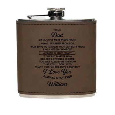 So Much Of Me Is Made From What I Learned From You - Personalized Leather Hip Flask, Gift For Family