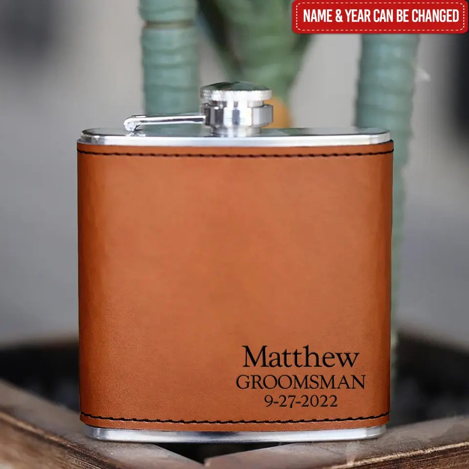 Leather Hip Flask Boy Friend Gift - Personalized Leather Hip Flask, Gift For Man