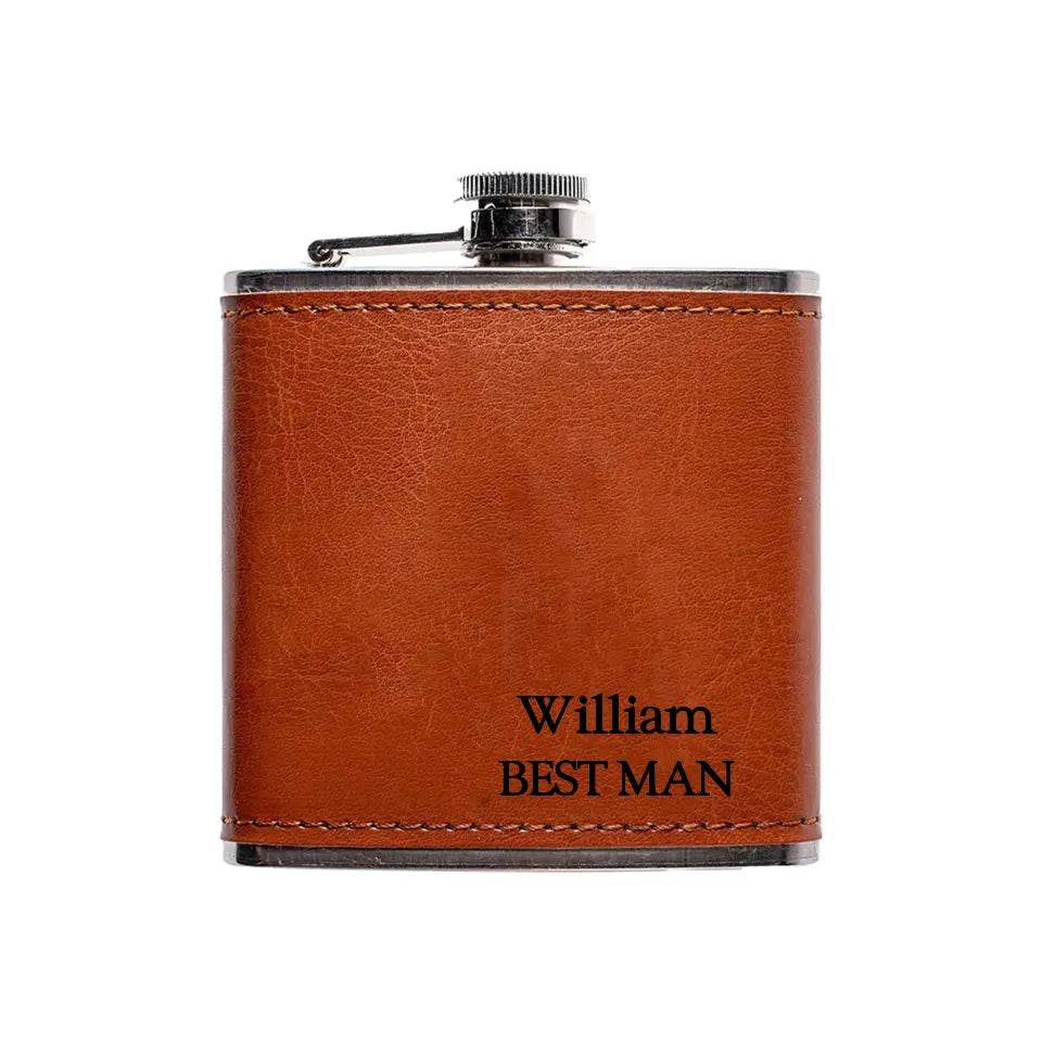 Leather Hip Flask Boy Friend Gift - Personalized Leather Hip Flask, Gift For Man