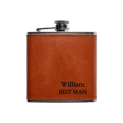 Leather Hip Flask Boy Friend Gift - Personalized Leather Hip Flask, Gift For Man