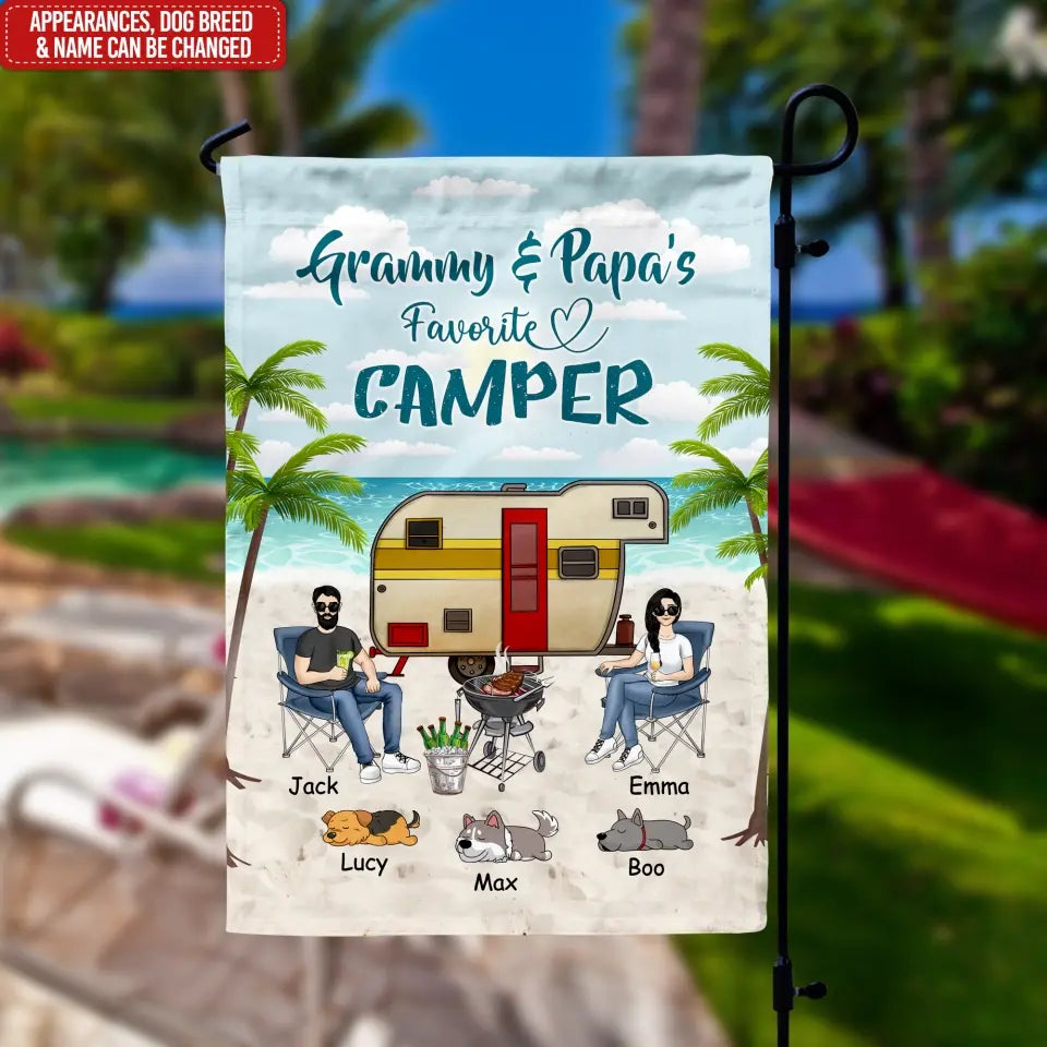 Grammy & Papa’s Favorite Camper - Personalized Garden Flag, Gift For Camping Lover
