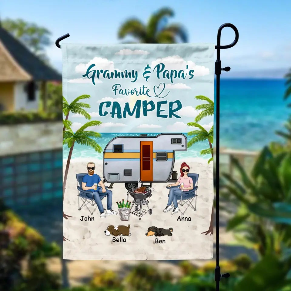Grammy & Papa’s Favorite Camper - Personalized Garden Flag, Gift For Camping Lover