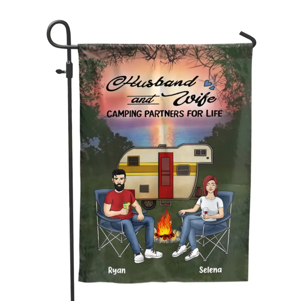 Husband And Wife Camping Partners For Life - Personalized Camping Garden Flag