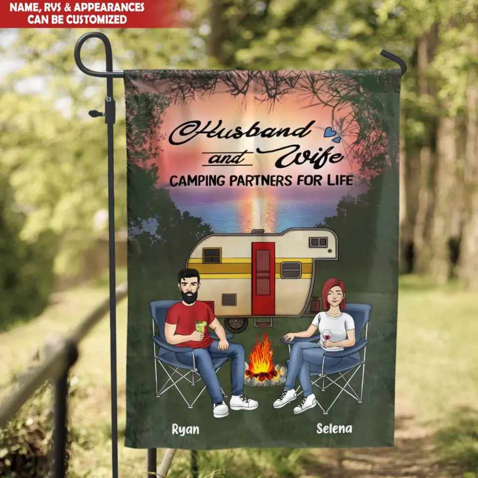 Husband And Wife Camping Partners For Life - Personalized Camping Garden Flag