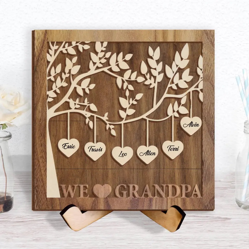 We Love Mom - Personalized Sign With Stand, Gift For Mother, Gift For Family