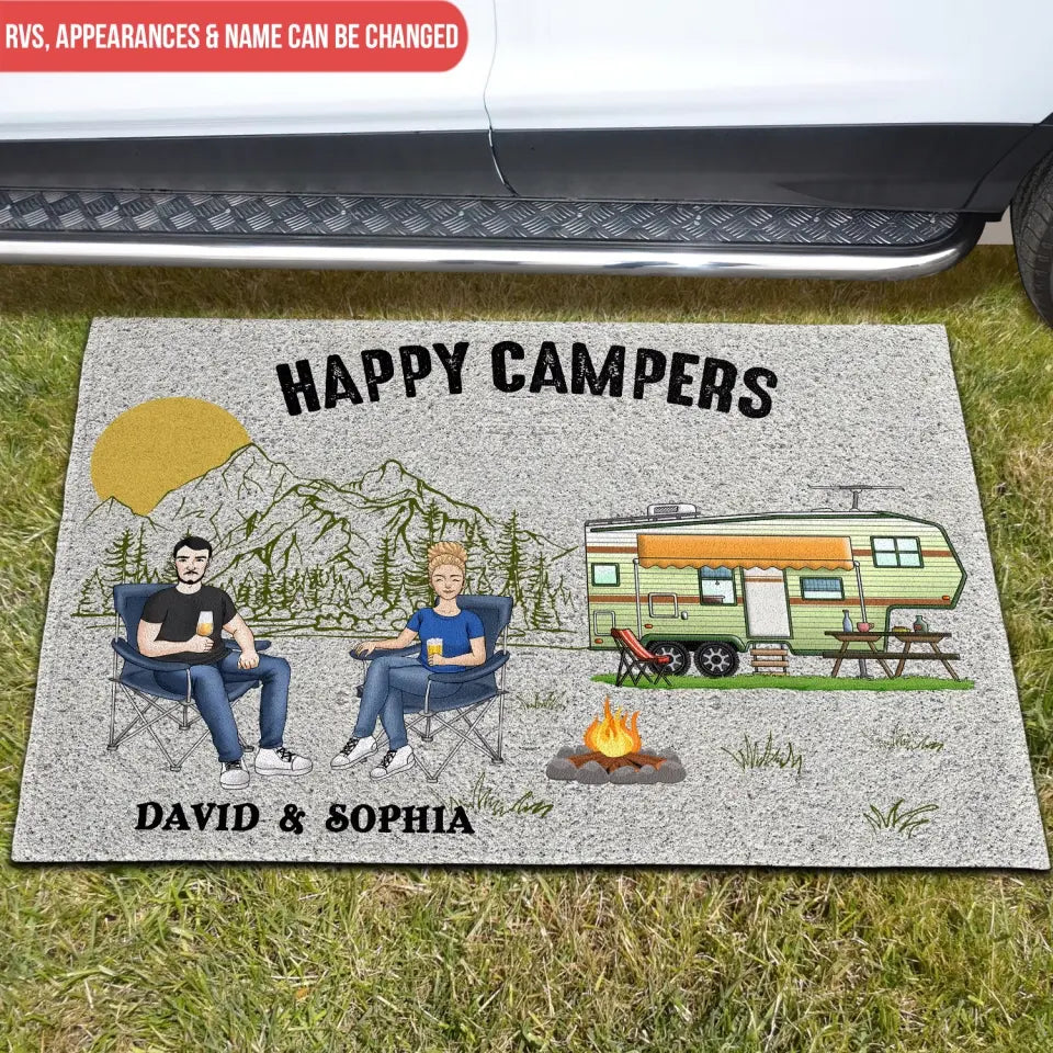 Home Is Where We Park It - Personalized Doormat, Camping Doormat, Gift For Camping Lovers
