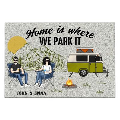 Home Is Where We Park It - Personalized Doormat, Camping Doormat, Gift For Camping Lovers
