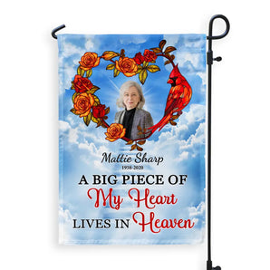 A Big Piece Of My Heart Lives In Heaven - Personalized Garden Flag, Remembrance Gift