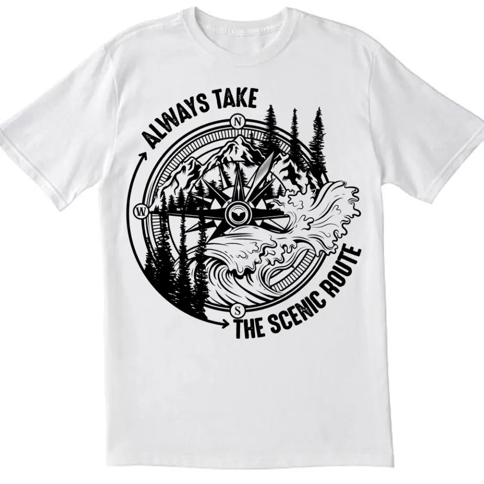 Always Take The Scenic Route - Personalized T-Shirt, Gift For Camping Lovers