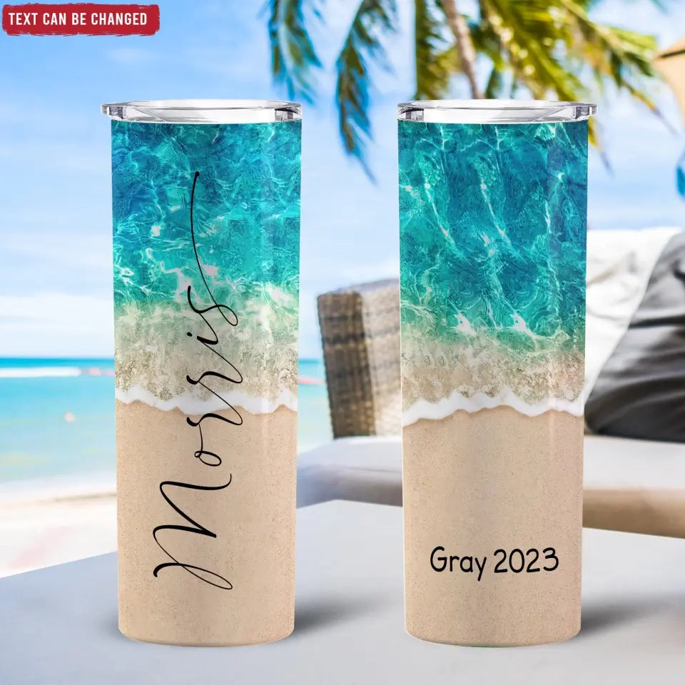 Beach Vacation Tumbler - Personalized Skinny Tumbler, Family Vacation Skinny Tumbler, Summer Trip Gift