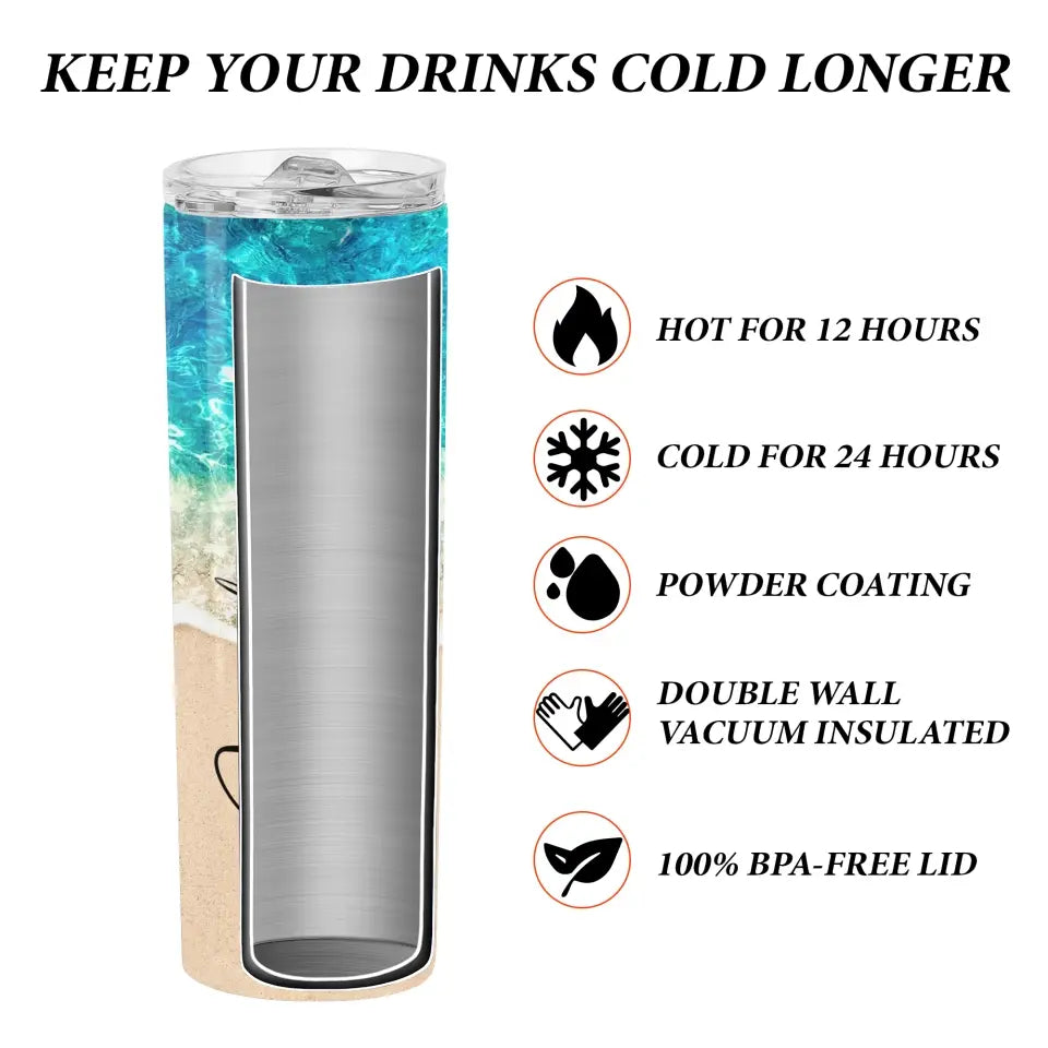 Beach Vacation Tumbler - Personalized Skinny Tumbler, Family Vacation Skinny Tumbler, Summer Trip Gift