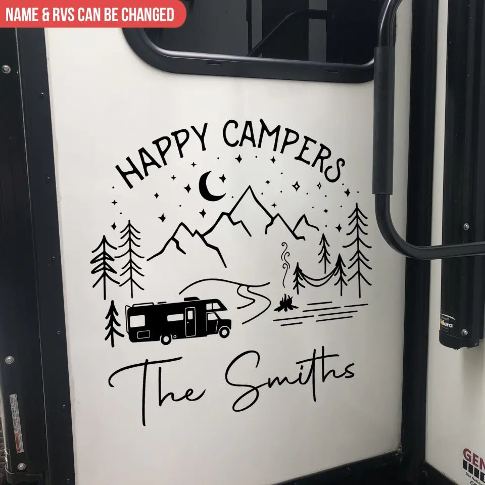 Happy Campers - Personalized Decal, Camping Gift For Camping Lovers