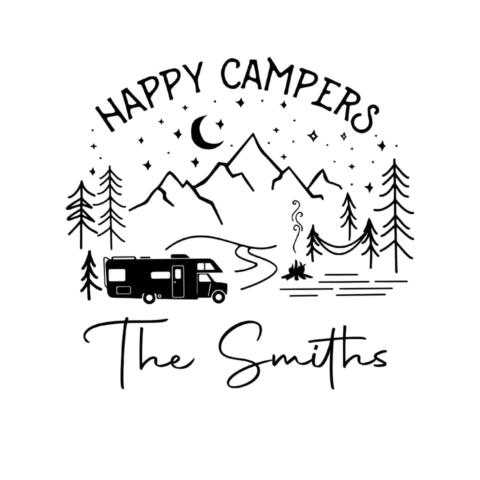 Happy Campers - Personalized Decal, Camping Gift For Camping Lovers