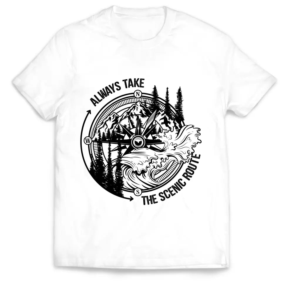 Always Take The Scenic Route - Personalized T-Shirt, Gift For Camping Lovers