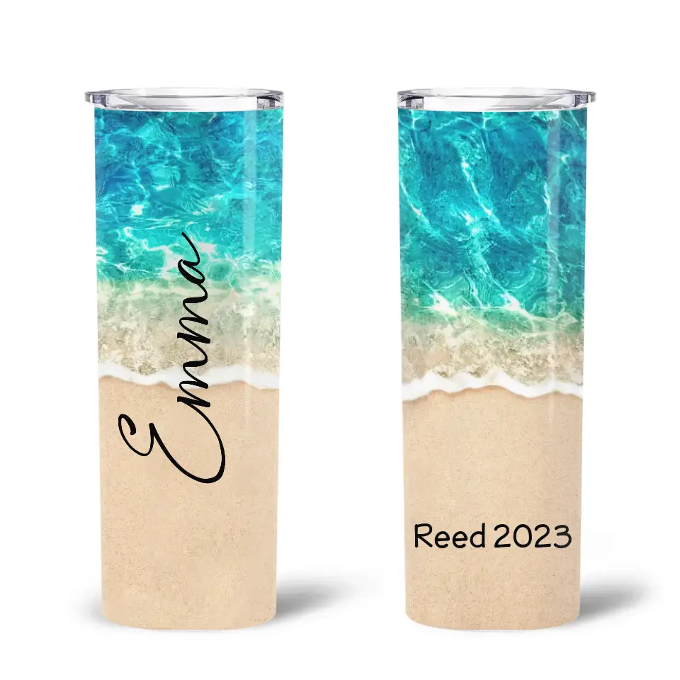 Beach Vacation Tumbler - Personalized Skinny Tumbler, Family Vacation Skinny Tumbler, Summer Trip Gift