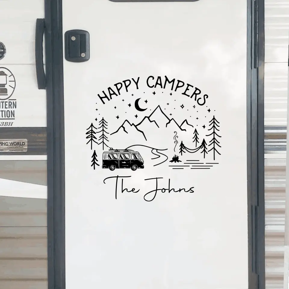 Happy Campers - Personalized Decal, Camping Gift For Camping Lovers