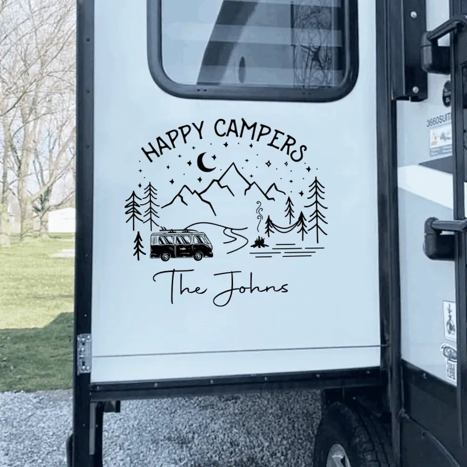 Happy Campers - Personalized Decal, Camping Gift For Camping Lovers