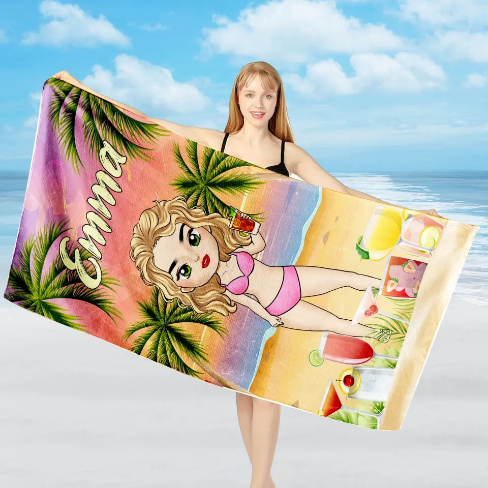 Beach Cocktail Party - Personalized Beach Towel, Summer Gift