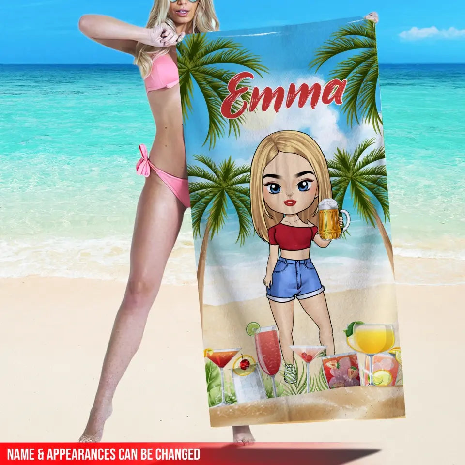 Beach Cocktail Party - Personalized Beach Towel, Summer Gift