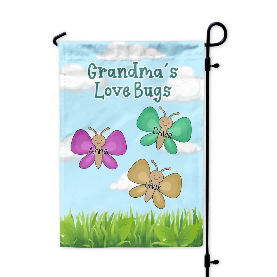 Grandma’s Love Bugs - Personalized Garden Flag, Gift For Grandma