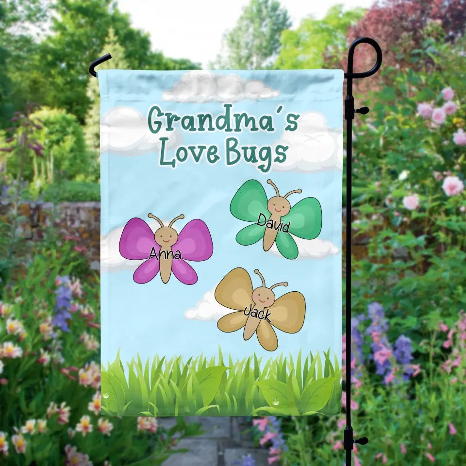 Grandma’s Love Bugs - Personalized Garden Flag, Gift For Grandma