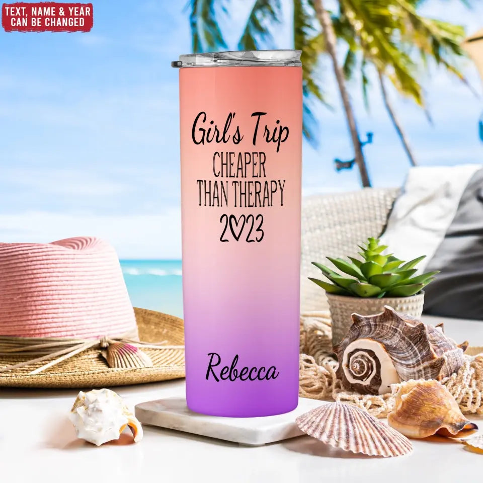 Girl's Trip  - Personalized Skinny Tumbler, Summer Gift For Girls